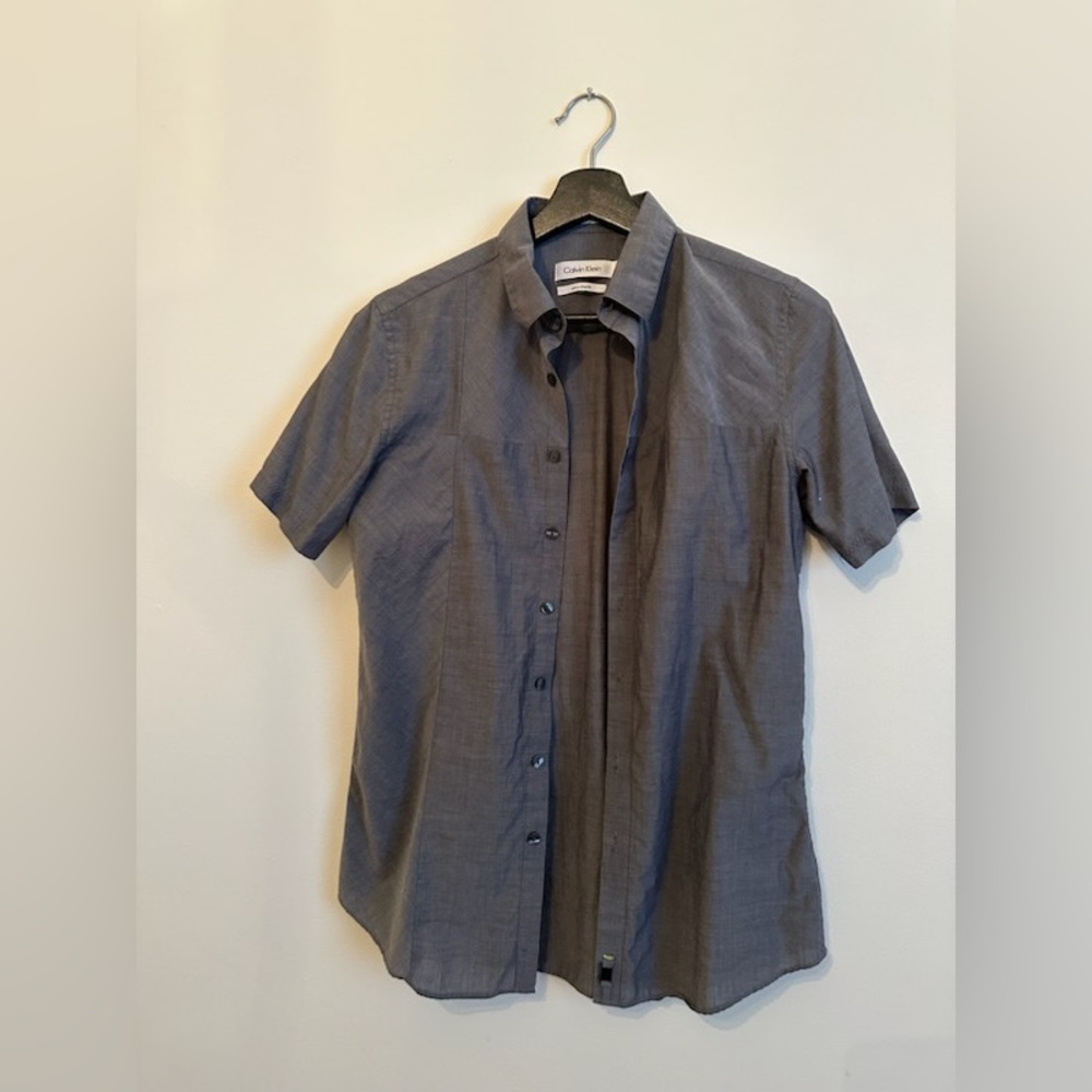 Calvin Klein ultra slim fit gray short sleeve button down
